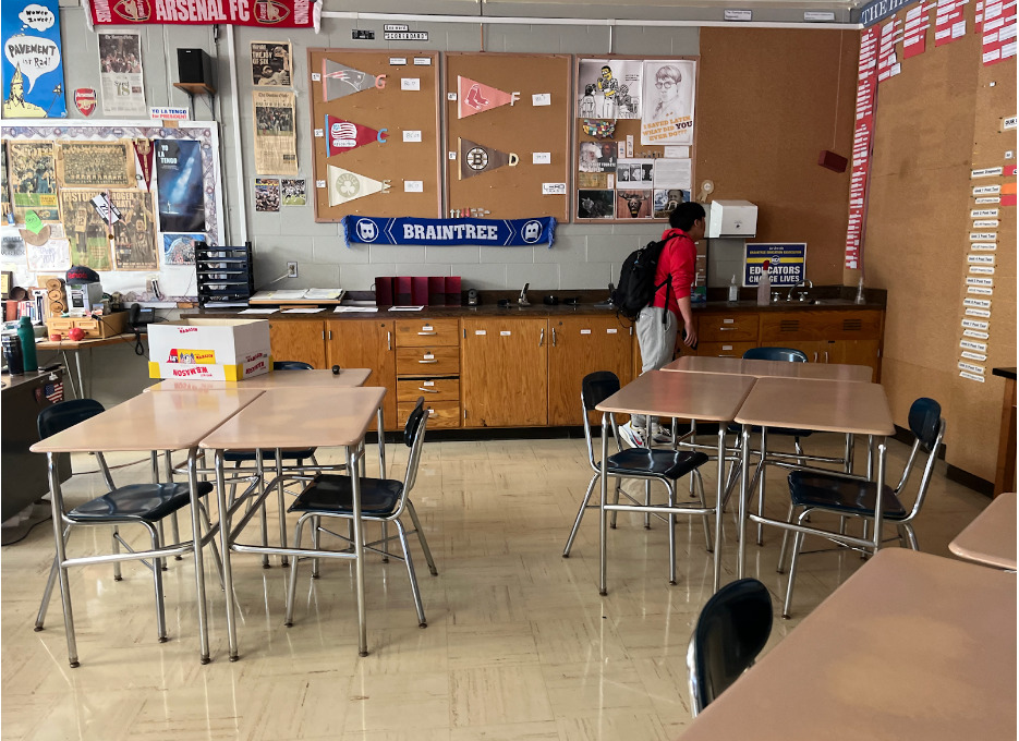 Two new groups of desks added to APUSH room 227 at BHS due to increase in class sizes.